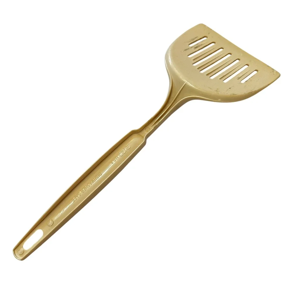 EKCO VTG Slotted Spatula Turner Almond Beige Nylon Plastic 10.5 Inch Made in USA